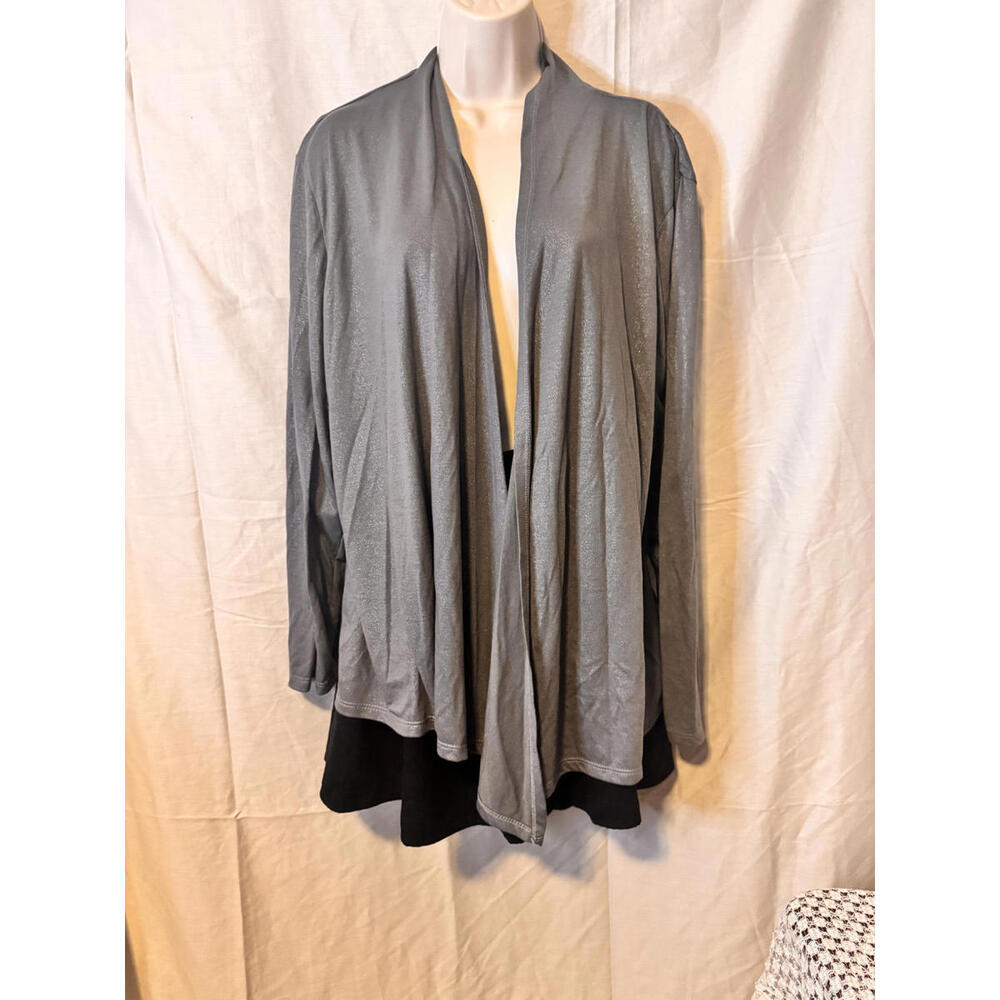 ✨ Plus Size Metallic Grunge Top ✨ Grayson Threads Grey Sparkle Blouse‎ - 3X